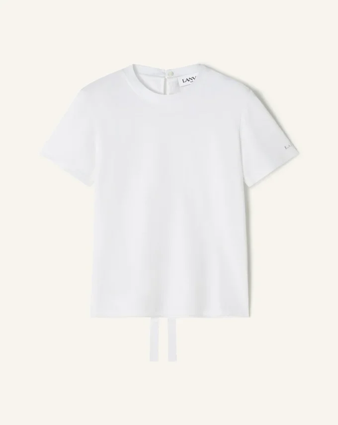 Bomullst-shirt med banddetalj