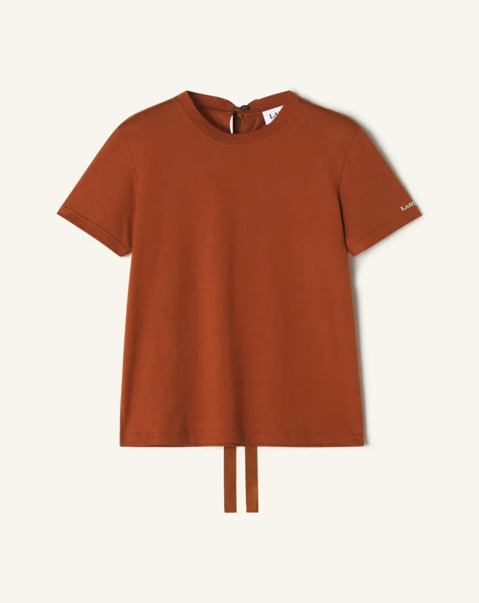 Bomullst-shirt med banddetalj
