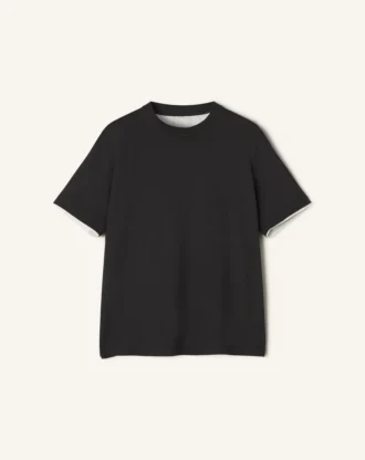 Bomullst-shirt med silkesdetaljer