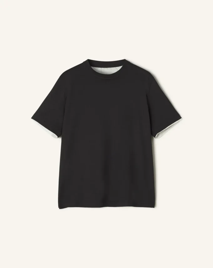 Bomullst-shirt med silkesdetaljer