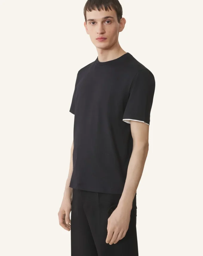 Bomullst-shirt med silkesdetaljer