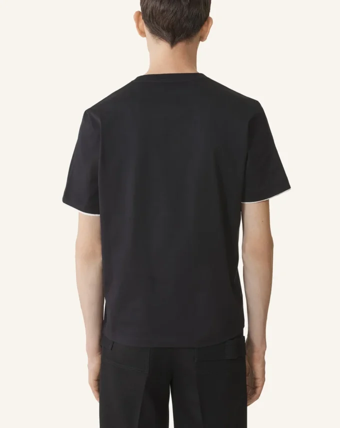 Bomullst-shirt med silkesdetaljer