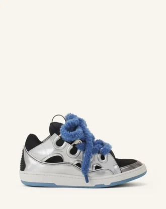 Curb Metallic Leather Sneakers med mesh-skosnören