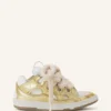 Curb Metallic Leather Sneakers med mesh-skosnören Curb Metallic Leather Sneakers med mesh-skosnören