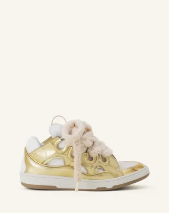 Curb Metallic Leather Sneakers med mesh-skosnören