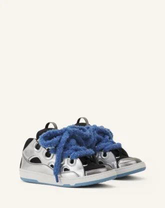 Curb Metallic Leather Sneakers med mesh-skosnören