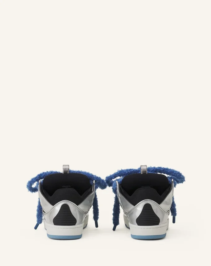 Curb Metallic Leather Sneakers med mesh-skosnören Curb Metallic Leather Sneakers med mesh-skosnören