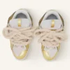 Curb Metallic Leather Sneakers med mesh-skosnören Curb Metallic Leather Sneakers med mesh-skosnören