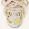 Curb Metallic Leather Sneakers med mesh-skosnören Curb Metallic Leather Sneakers med mesh-skosnören