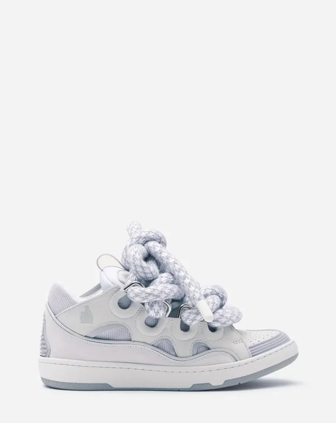 Curb Sneakers i läder med ormskinnssnören Curb Sneakers i läder med ormskinnssnören