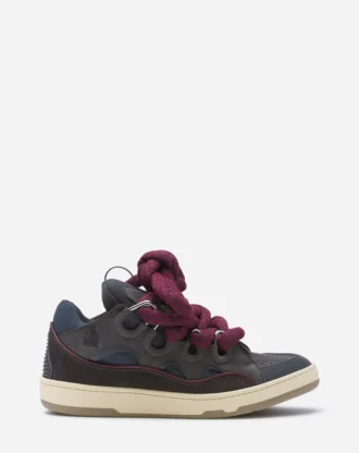 Curb Sneakers i läder med ormskinnssnören