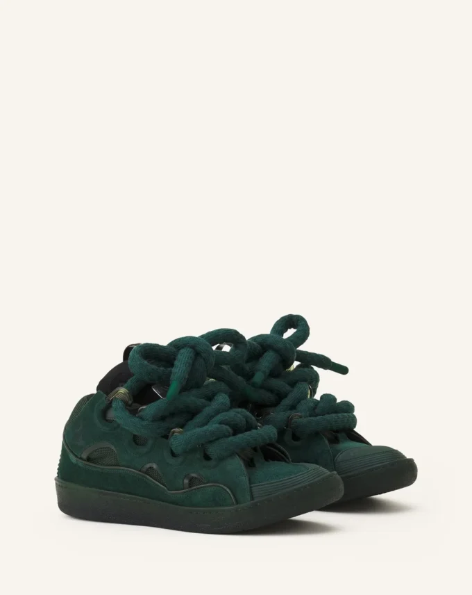 Curb Sneakers i läder med ormskinnssnören Curb Sneakers i läder med ormskinnssnören