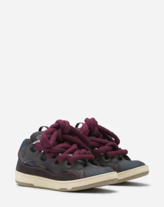 Curb Sneakers i läder med ormskinnssnören