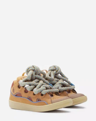 Curb Sneakers i läder med ormskinnssnören
