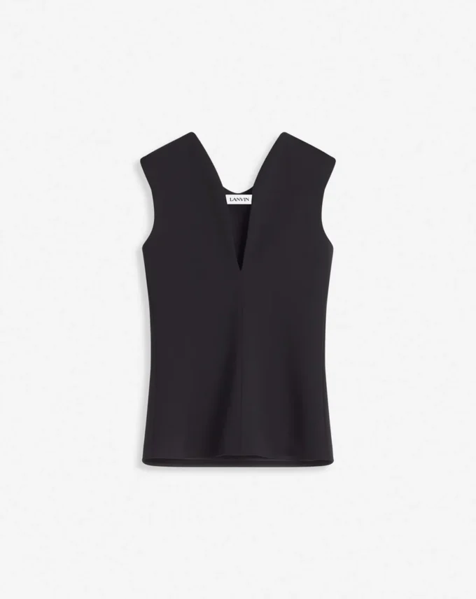 Jersey-top med djup urringning Jersey-top med djup urringning