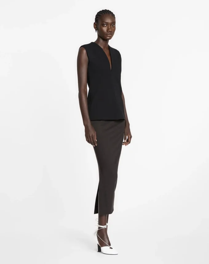 Jersey-top med djup urringning Jersey-top med djup urringning