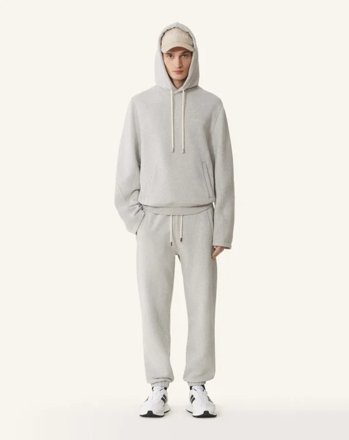 Joggingbyxor i bomullsfleece och kashmir Joggingbyxor i bomullsfleece och kashmir