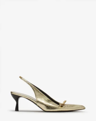 Lanvin Bow Slingback Pumps i krackelerat metalliskt läder Lanvin Bow Slingback Pumps i krackelerat metalliskt läder