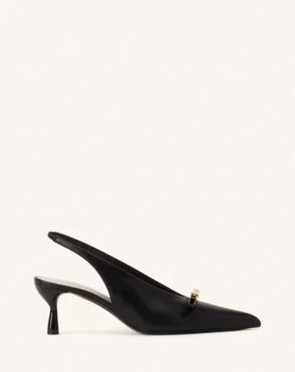 Lanvin Bow Slingback Pumps i läder Lanvin Bow Slingback Pumps i läder