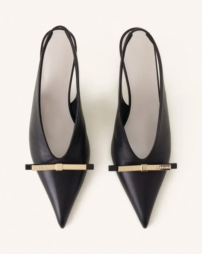 Lanvin Bow Slingback Pumps i läder Lanvin Bow Slingback Pumps i läder