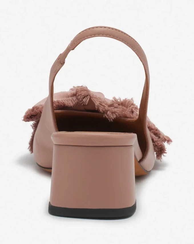 Läderballerinaskor med klack och slingback Läderballerinaskor med klack och slingback