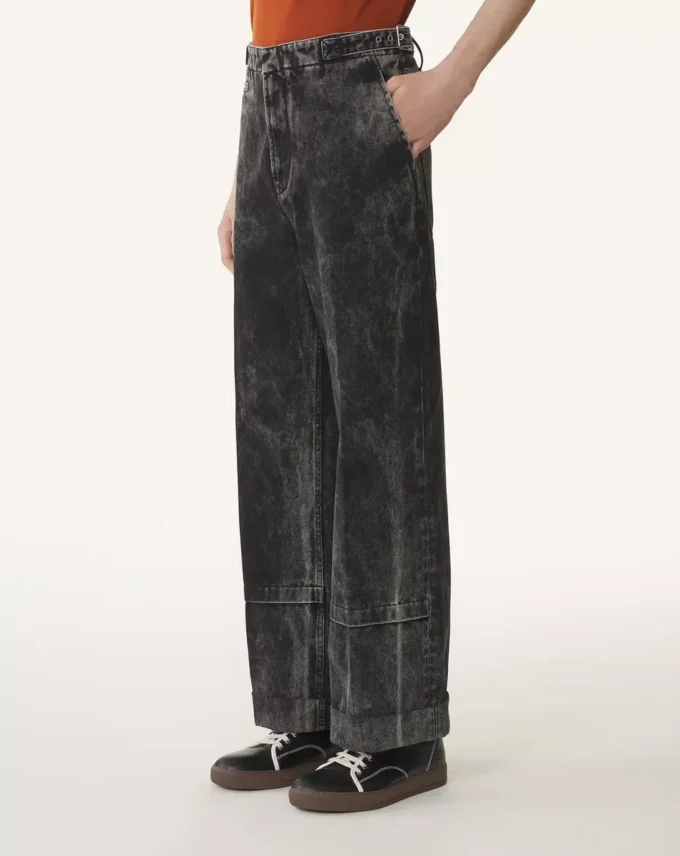 Löst sittande tvättade jeansbyxor Löst sittande tvättade jeansbyxor