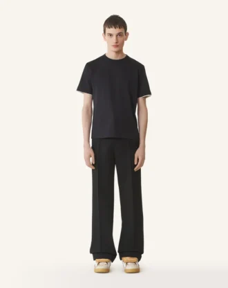 Bomullst-shirt med silkesdetaljer