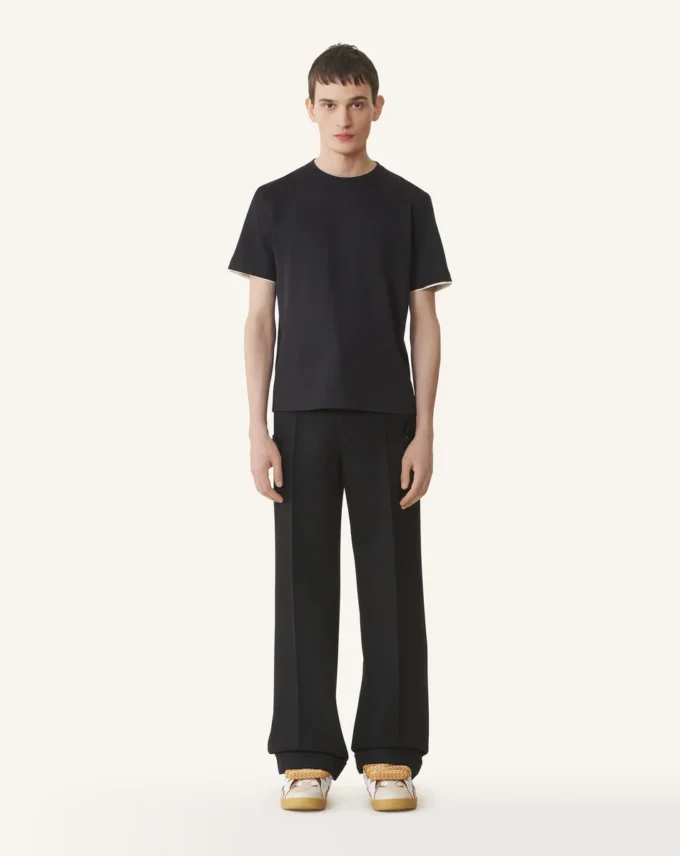 Bomullst-shirt med silkesdetaljer