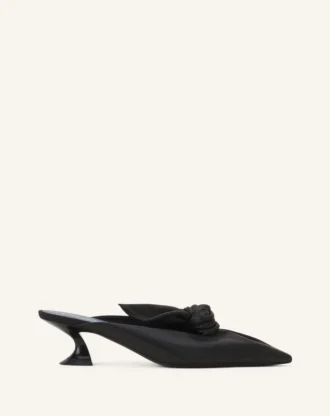 Midnight Step Bow lädermule med klack