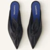 Midnight Step Bow lädermule med klack