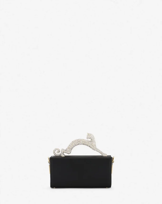 Nano Pencil Cat-väska i läder och strass
