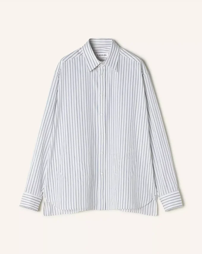 Oversized randig skjorta i bomullspoplin Oversized randig skjorta i bomullspoplin