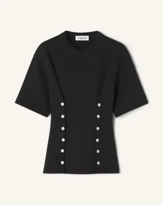 T-shirt i bomullsfleece och kashmir