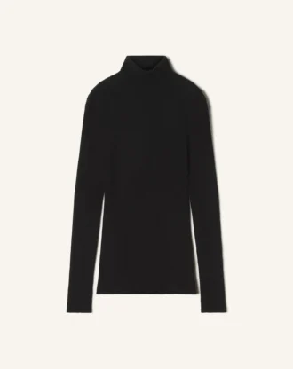 Turtleneck-tröja i merinoull och silke