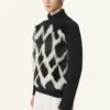 Turtleneck-tröja i ull och läder med intarsia Turtleneck-tröja i ull och läder med intarsia