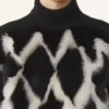 Turtleneck-tröja i ull och läder med intarsia Turtleneck-tröja i ull och läder med intarsia