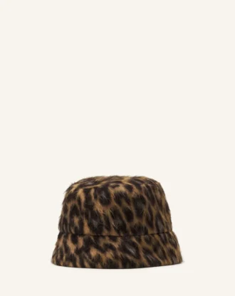 Vändbar bucket hat med leopardmönster