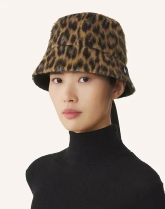 Vändbar bucket hat med leopardmönster